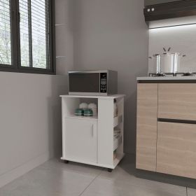 Correy 4-Shelf Microwave Cabinet with Caster White