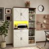 70.87'' Multifunctional Farmhouse Kitchen Pantry Sideboard with Cabinet and Drawer, Kitchen Buffet with Hutch and Glass Holder