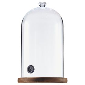 VEVOR Smoking Cloche, 6.9 inch Glass Dome Cover with Wooden Base, Smoker Gun Smoke Infuser Accessory for Plates, Bowls, and Glasses