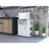 Lower Microwave Pantry 29" H, Single Door Cabinet, One Open Shelf, Three Side Shelves, White