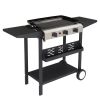 3-Burner Flat Top Gas Griddle Cooking Station with Ceramic Coated Cast Iron Pan, 30