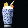 Chinese Style Ceramic Cocktail Cup Blue and White Porcelain Vintage Wine Cup Summer Drinks Glass, Plum Blossom, 230ml