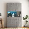 74" Kitchen Pantry Cabinet with Charging Station,Freestanding Buffet Cupboards Sideboard with Drawer,with LED Lights