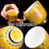 2.5 oz Yellow Handmade Enamel Painted Porcelain Kungfu Teacup Chinese Tea Cup Japanese Wine Cup