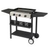 3-Burner Flat Top Gas Griddle Cooking Station with Ceramic Coated Cast Iron Pan, 30