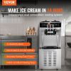VEVOR Commercial Ice Cream Machine, 34-44 L/H Yield, 3400W 3-Flavor Freestanding Soft Serve Ice Cream Maker, 2 x 9L Stainless Steel Hopper