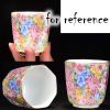 2.2 oz Multicolor Flower Octagon Handmade Ceramic Kungfu Teacup Chinese Tea Cup