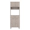 Calgary 2 Piece Kitchen Set, Kitchen Island + Pantry Cabinet , White /Light Gray