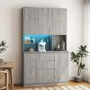 74" Kitchen Pantry Cabinet with Charging Station,Freestanding Buffet Cupboards Sideboard with Drawer,with LED Lights