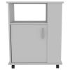 Lower Microwave Pantry 29" H, Single Door Cabinet, One Open Shelf, Three Side Shelves, White