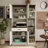 70.87'' Multifunctional Farmhouse Kitchen Pantry Sideboard with Cabinet and Drawer, Kitchen Buffet with Hutch and Glass Holder
